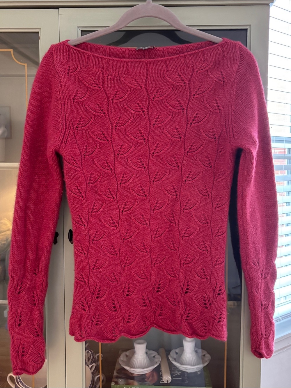 Ann Taylor Magenta Boatneck Wool/Angora Rabbit Hair Blend Boatneck Sweater